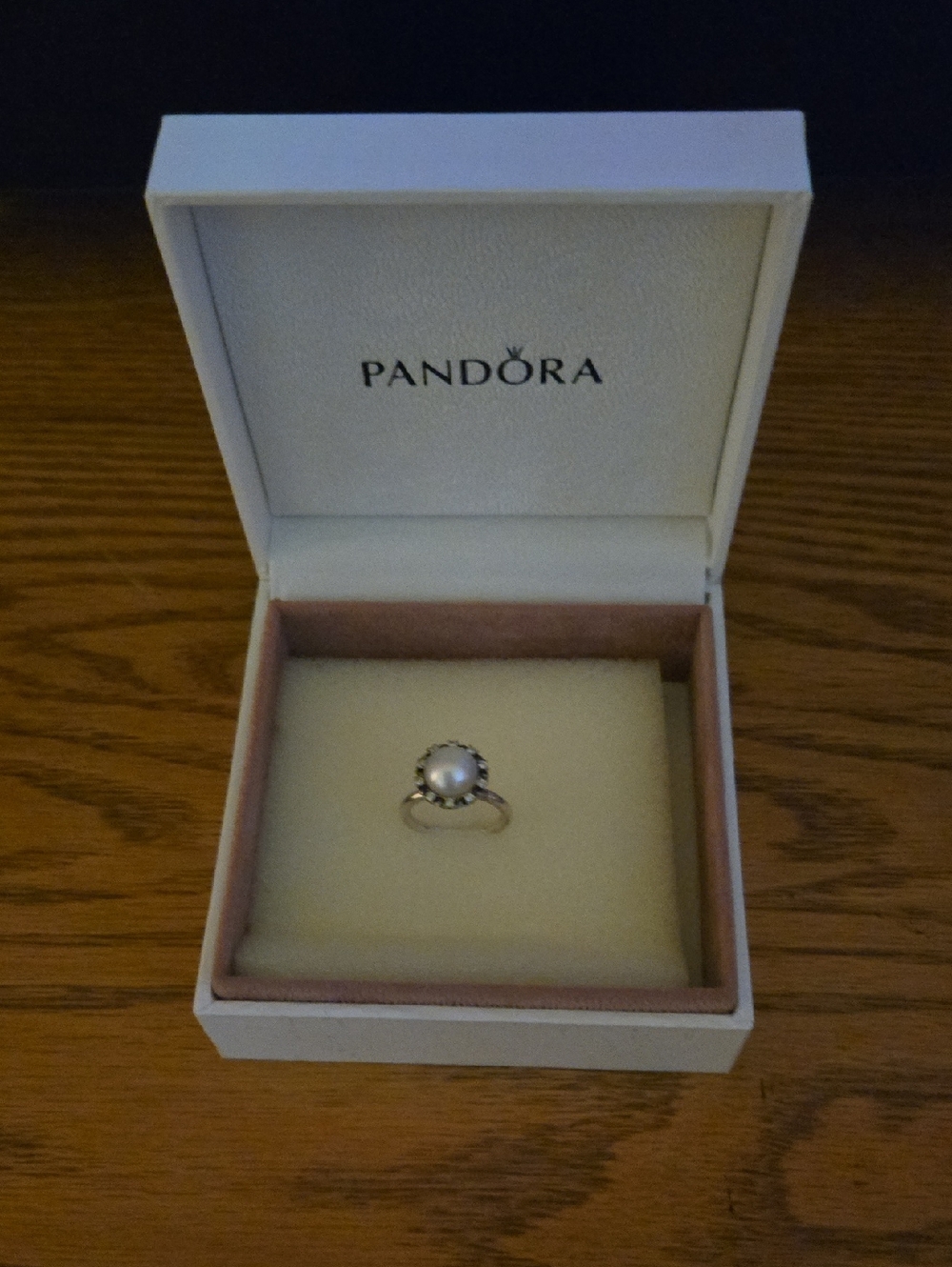 Pandora Silver Pearl Halo Ring in White and Silver